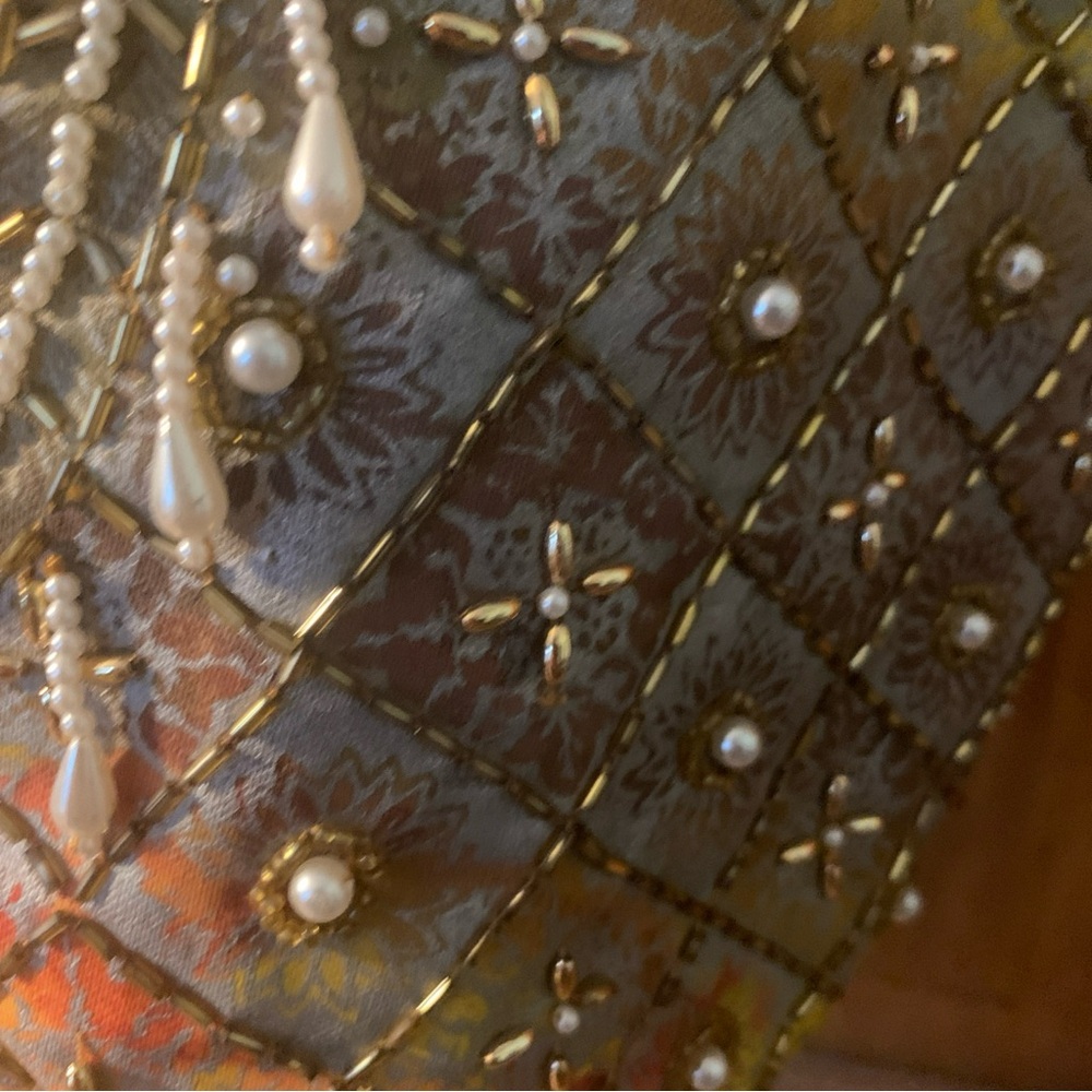 vtg 80s embroidered VEST Ana Moro‎ All Size pearl gold beaded Stunning - Picture 6 of 16